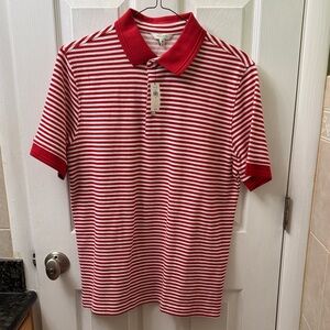 Banana Republic Men’s Red and White Striped Polo